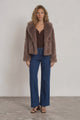 Letoile Coat - Notched Collar Faux Fur Jacket with Pockets in Mocha