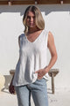 Valeria Top - Textured V-Neck Tank Top in White