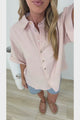 Kawai Shirt - Collared Button Down Shirt with Short Sleeves in Blush