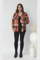 Bernie Shacket - Collared Checkered Button Down Shirt Jacket in Rust