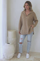 Lorelai Jumper - Chunky Collar with Zipper Detail Long Knit Jumper in Camel