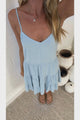 Kaisa Mini Dress - Tiered Sun Dress with Adjustable Straps in Blue