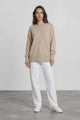 Willow Jumper - Crew Neck Batwing Sleeve Ribbed Step Hemline Knit in Mocha