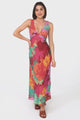 Vivie Maxi Dress - V Neckline Sun Dress in Alo Print