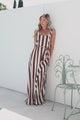 Elianna Maxi Dress - Scoop Neck A Line Dress with Waist Tie in Raiden Stripe