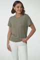 Luma T-Shirt - Relaxed Crew Neck Short Sleeve Tee in Khaki