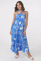 Solie Maxi Dress - Halter Neck Dress with Elasticated Back in Aurie Print