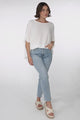 Garcia Top - Free-Size Drape Batwing Sleeve Top in White