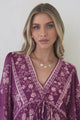 Joelle Top - V Neck High-Low Top in Briella Print in Berry