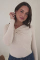 Jessica Bodysuit - Asymmetric Tie Knot Neckline and Push Button Closure in Cream