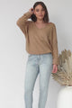 Carol Knit Top - Soft V Neck Batwing Sleeve Knit Top in Mocha