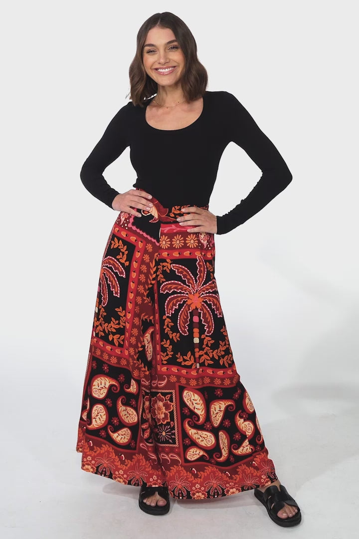 Maive Pants - Easy Wear High Waisted Wide Pant in Martina Print