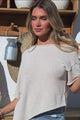 Lysandra Knit Top - Slouchy Asymmetrical Neckline Top in Oat