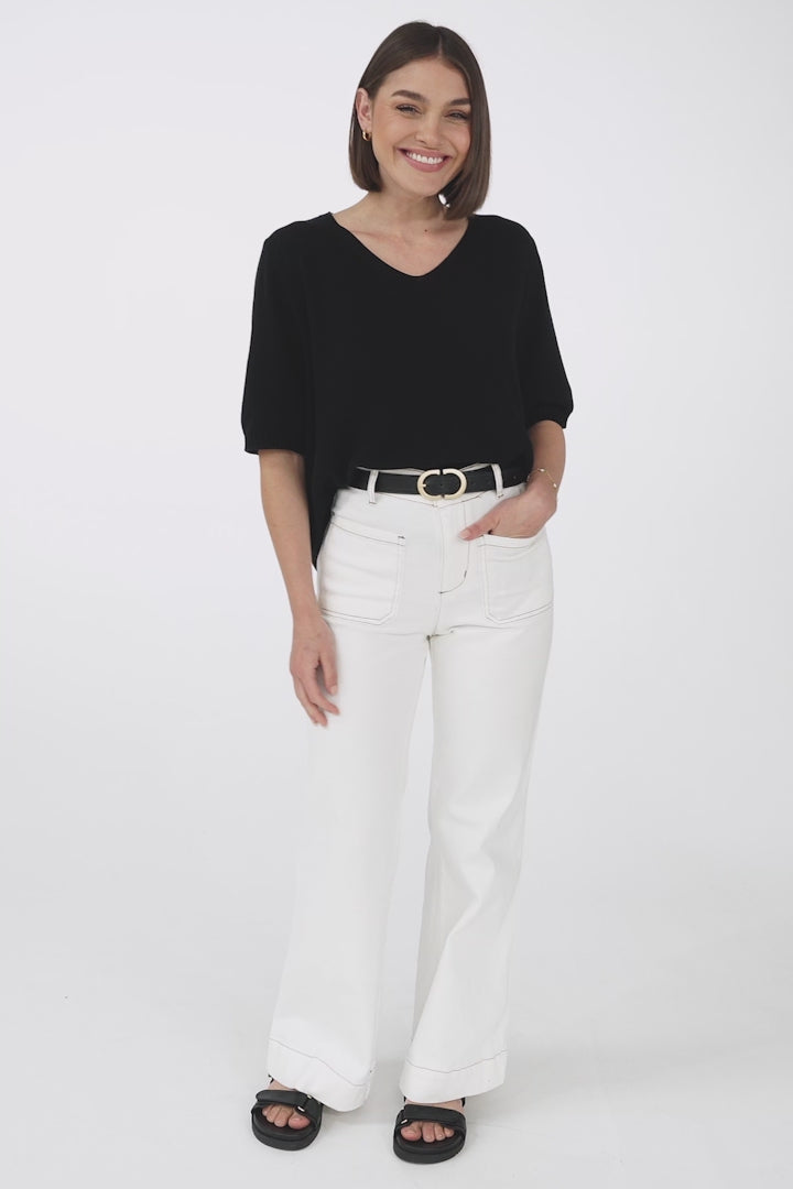 Jacinta Knit Top - Relaxed Fit Top in Black