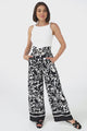 Mona Pants - Paper Bag High Waisted Wide Leg In Alessa Print