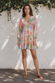 Annika Mini Dress - V-Neck Empire Line Dress with Balloon Sleeves in Avalon Print
