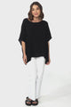 Lurye Top - Round Neckline with Bat Sleeves in Black