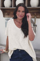 Baha Knit Top - Relaxed V Neck Cotton Knit with Short Sleeves in White