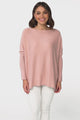 Belinda Knit Top - Boat Neckline Boxy Batwing Top in Blush