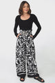 Mona Pants - Paper Bag High Waisted Wide Leg In Alessa Print