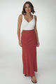 Lane Maxi Skirt - Linen Blend High Waisted Mermaid Silhouette Skirt in Rust