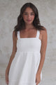 Faris Mini Dress - Tie Up Strap Cotton Sun Dress in White