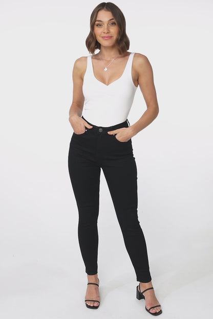 Bob Jeans - High Waist Stretch Skinny Leg Jeans in Black