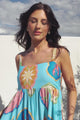 Ariel Maxi Dress - Adjustable Strap High Low Ruffle Hem Sun Dress in Boardwalk Print