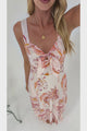 Fern Maxi Dress - Sweetheart Front Tie Bodice A-Line Dress with Pockets in Tithonia Print