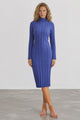 Beckett Midi Dress - Mockneck Ribbed Knit Dress in Blue