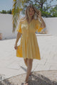Truese Mini Dress - A-Line Dress with Short Ruffle Sleeves in Lemon