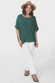 Lurye Top - Round Neckline with Bat Sleeves in Emerald