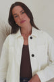 Elma Jacket - Wing Collar Button Down Cropped Jacket in Cream