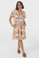 Gabby Mini Dress - Bermuda Collar Button Down Smock with Rick Rack Splicing in Baroa Print