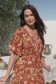 Tassia Maxi Dress - Buttoned Bodice Pull Tie Waist Dress in Leelou Print