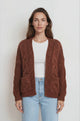 Elias Cardigan - Open Front Thick Cable Knit with Pockets in Brown