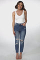 Kabili High Waist Ripped Mum Jeans in Dark Denim