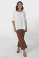 Lurye Top - Round Neckline with Bat Sleeves in White