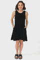 Marcelly Mini Dress - Sleeveless Linen Blend Shift Dress in Black