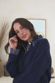 Maddie Jumper - Denim Wing Collar and Cuff Knit Pullover in Navy