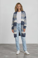 Tess Cardigan - Open Front Stripe Knit with Pockets in Blue