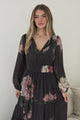 Maroney Maxi Dress - Pleat Detailed A-Line Dress with Balloon Sleeves in Mika Print