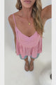 Kaydra Top - Delicate Lace Detailed Cami with Adjustable Straps in Pink