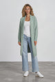 Crimson Cardigan - Ribbed Longline Knit with Long Sleeves Green