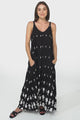 Rilley Maxi Dress - V Neck Adjustable Strap Dress with Matching Belt in Ariel Print Black