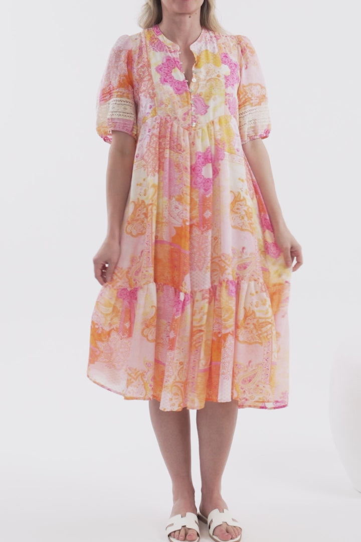 Justine Midi Dress - Bermuda Collar Pull Over Dress with Rara Print