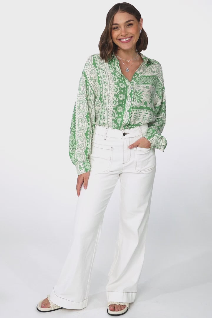 Billi Shirt  - Long Sleeve Button Down in Adilla Print