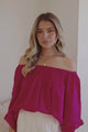 Aviva Top - Off Shoulder Handkerchief Sleeve Pull Over in Hot Pink