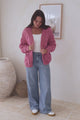 Elias Cardigan - Open Front Thick Cable Knit with Pockets in Pink