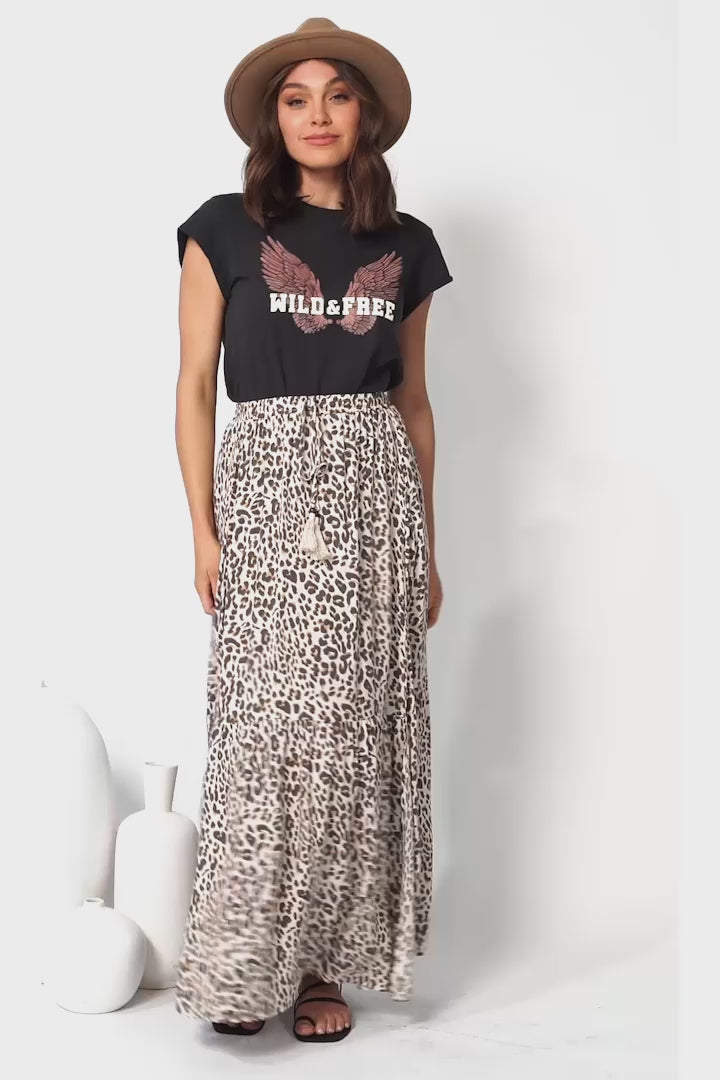 Hellen Maxi Skirt - High Waisted Skirt with Front Splits in Perrie Print